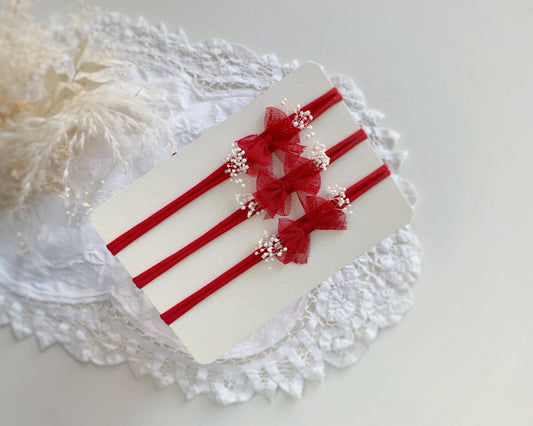 newborn bows, newborn tieback, baby headband, Christmas headbands