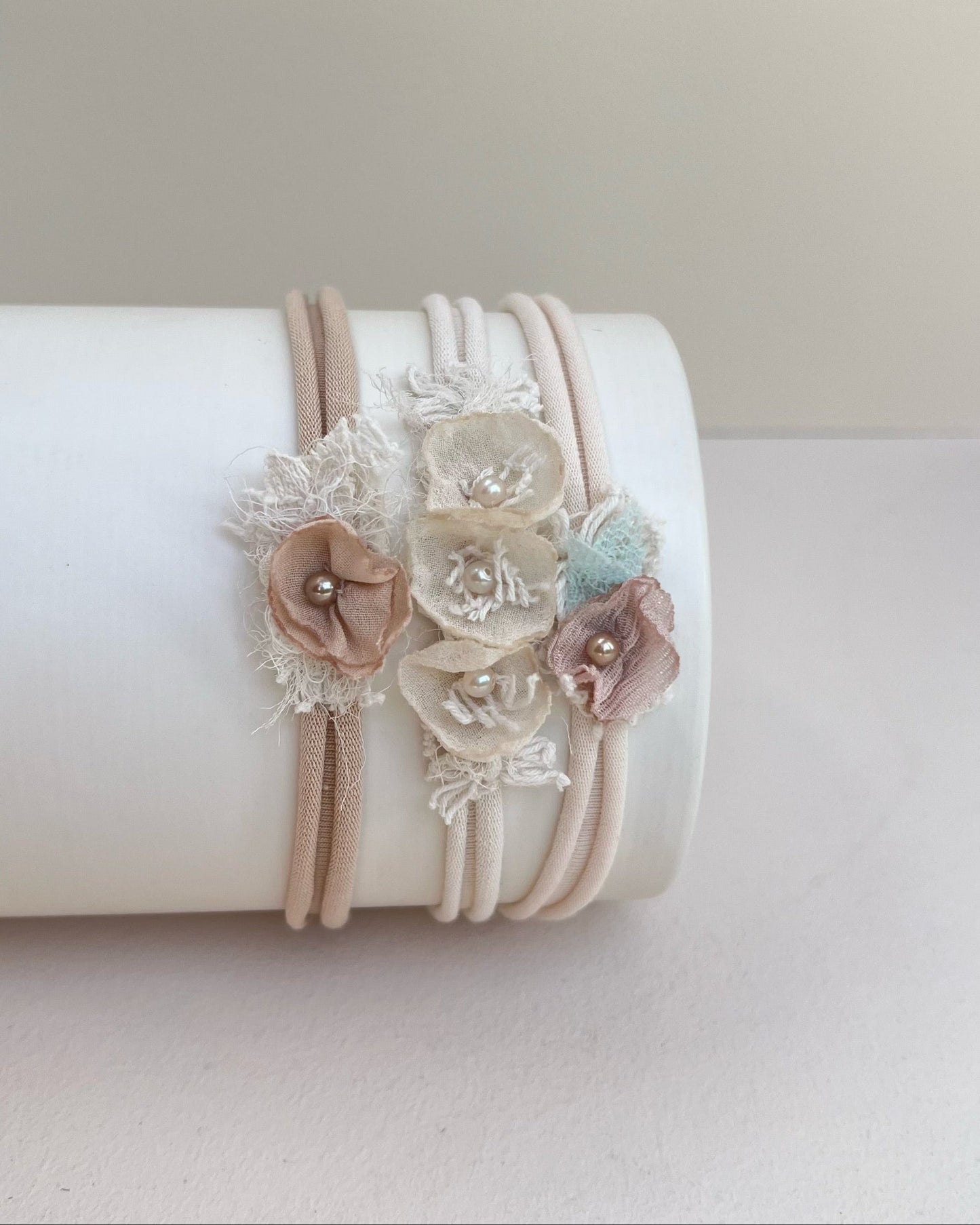 tiny floral newborn photography headbands for baby girl