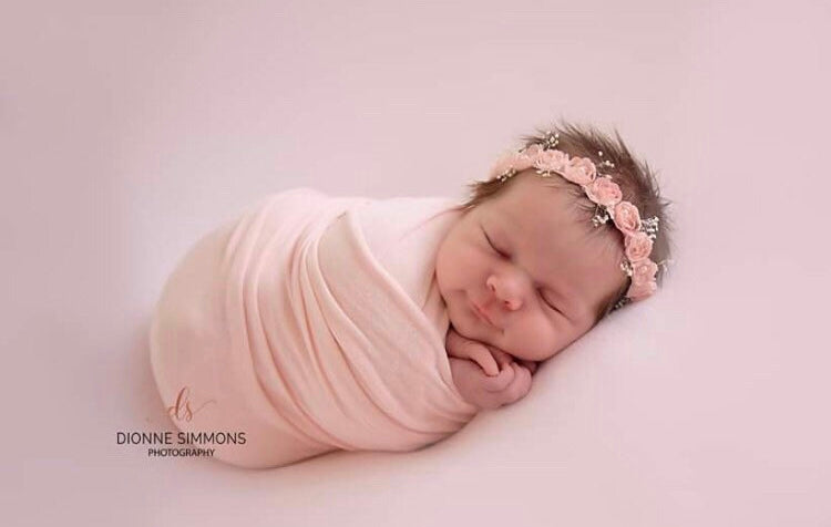 Baby Headband, Baptism Headband, dainty headband, Christening headband, floral headband, Flower Girl Headband, flower crown baby, halo headband, Newborn Headband, Lace Headband, pearl headband, Pink Baby Headband, pink headband 