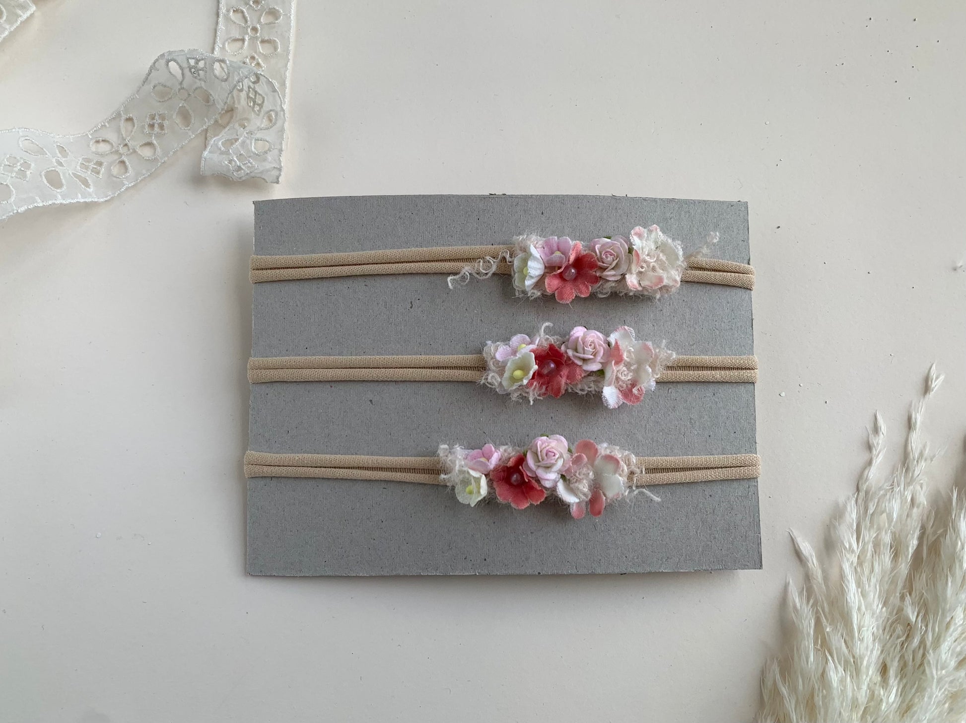 newborn headband, baby flower headband, newborn tiebacks