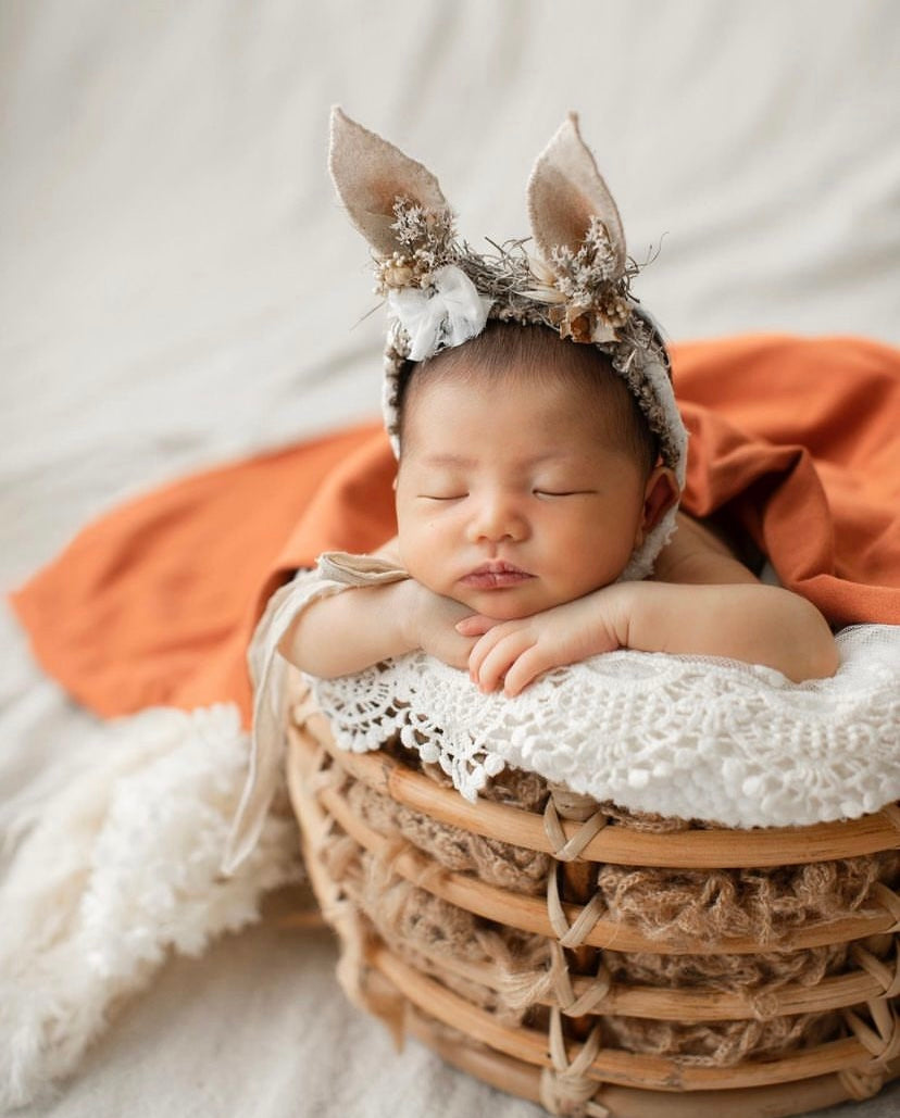 Neutral Baby Bunny Ears Headband