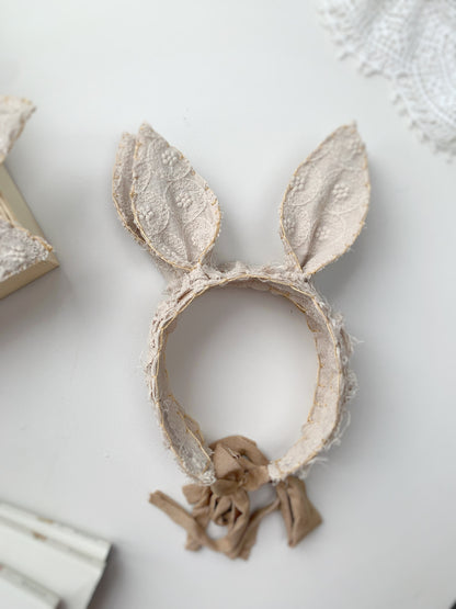 Neutral Newborn Easter Props, Baby Bunny Ears Headband