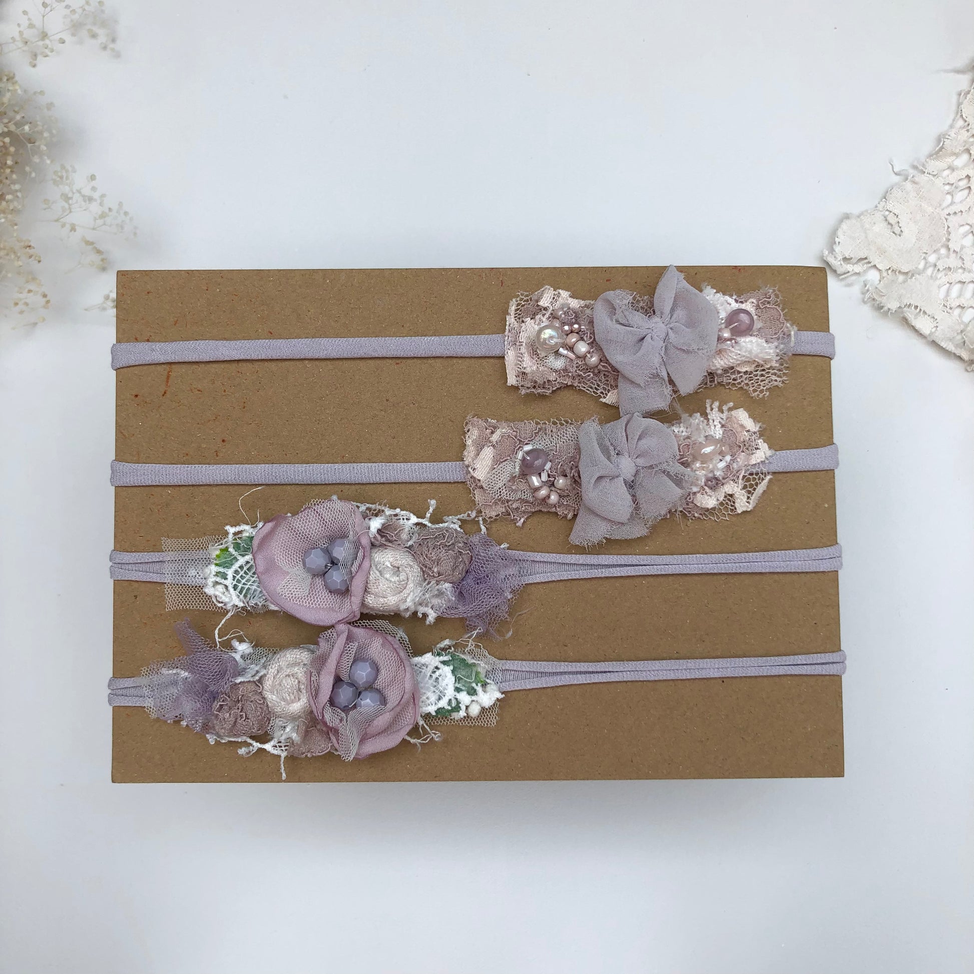 beaded baby headband, baby bows, newborn bows, newborn headbands, lilac baby bows, lilac flower headband, newborn headbands, newborn tiebacks, baby flower headband, baby bows