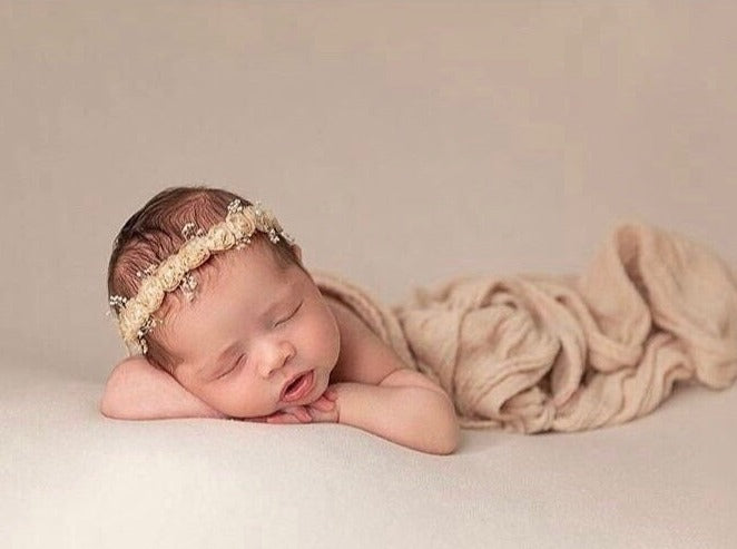 newborn floral crown, baby floral crown halo, baby flower headband, handmade baby headband