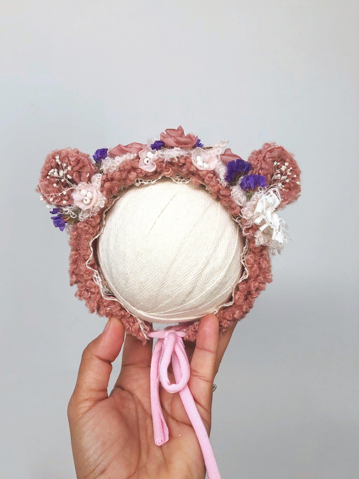 baby bear headband, teddy bear headband, cute bear headband, bear headband, pink baby headband, newborn pink headband, 