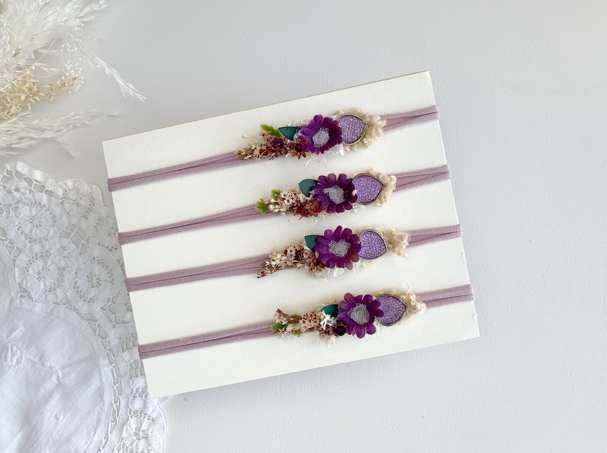 lilac flower headband, baby flower headband, violet baby headband