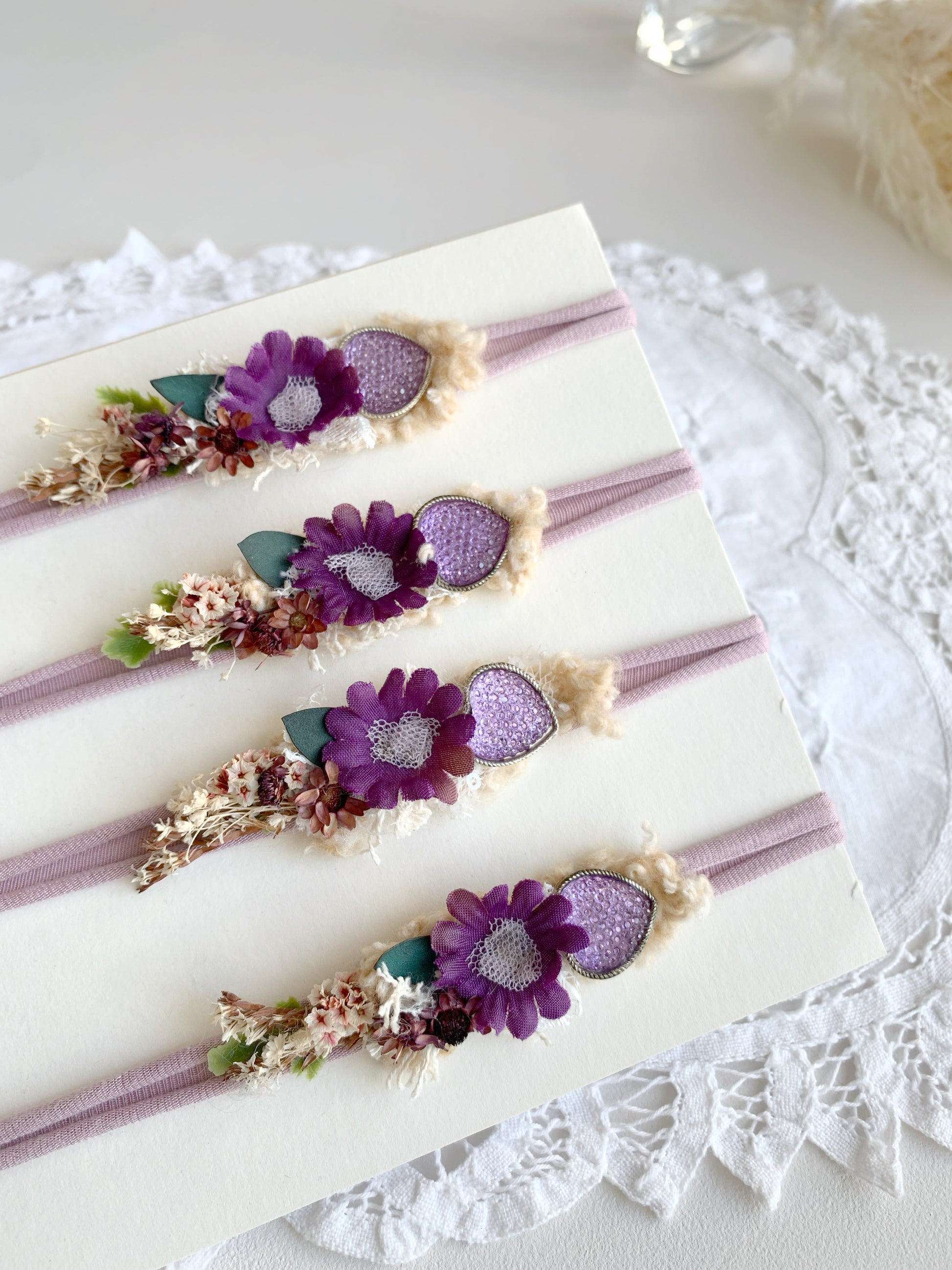 lilac flower headband, baby flower headband, violet baby headband