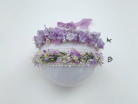 flower crown, baby shower gift, baby headband,  flower girl, wedding headpiece, lilac flower crown