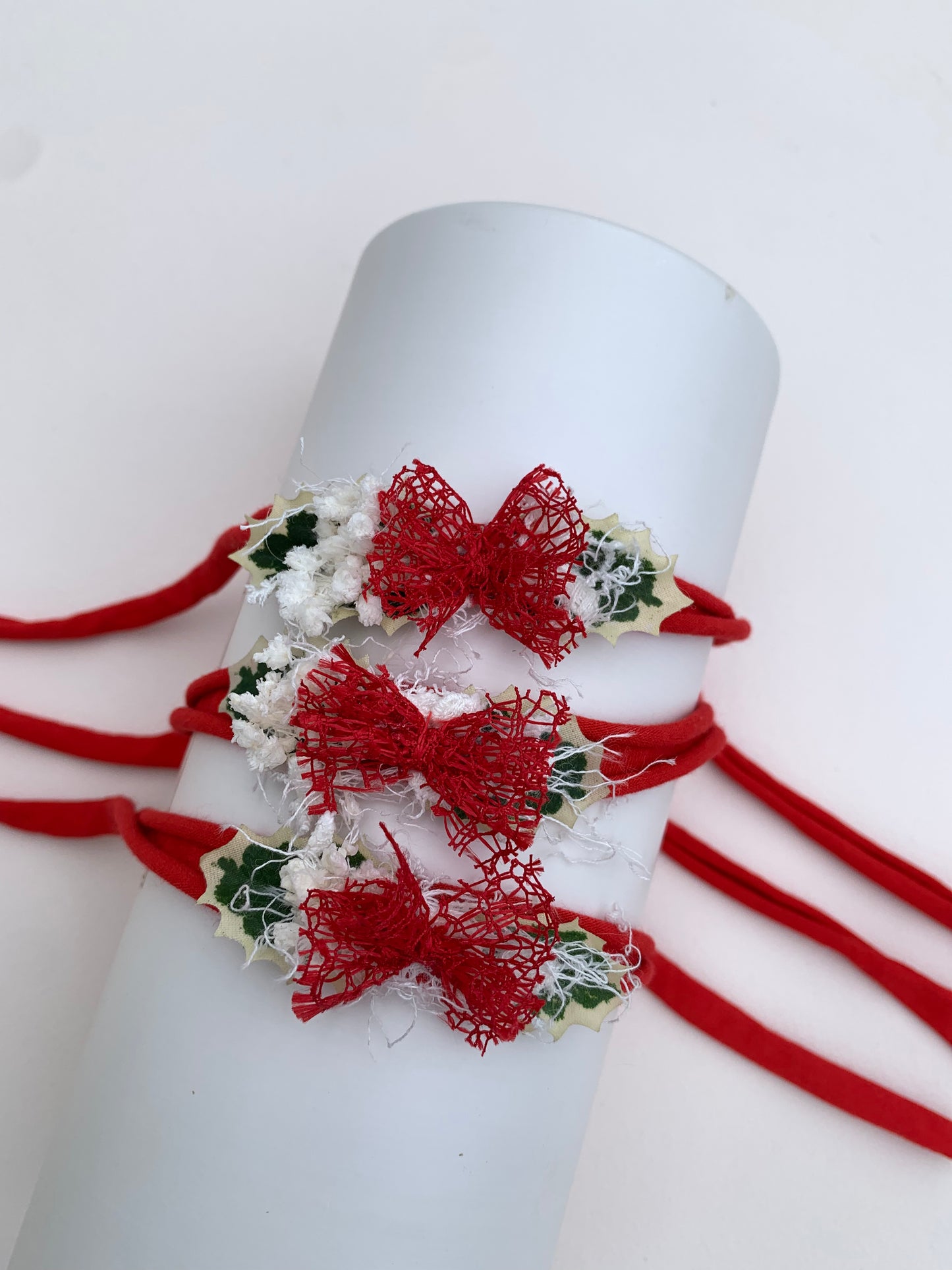 Christmas baby headbands, newborn tiebacks, UK HEADBANDS