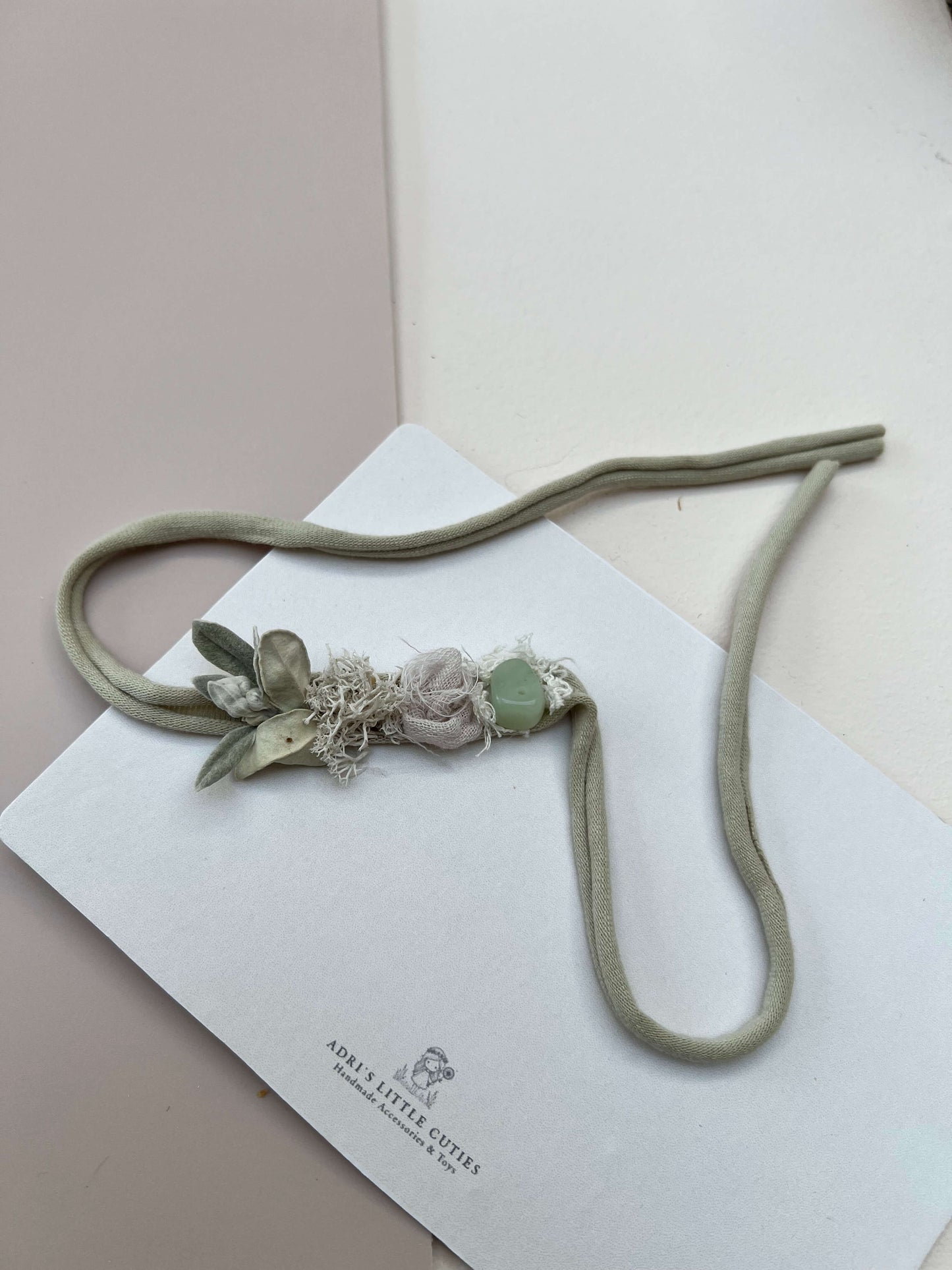 sage green newborn tieback headband