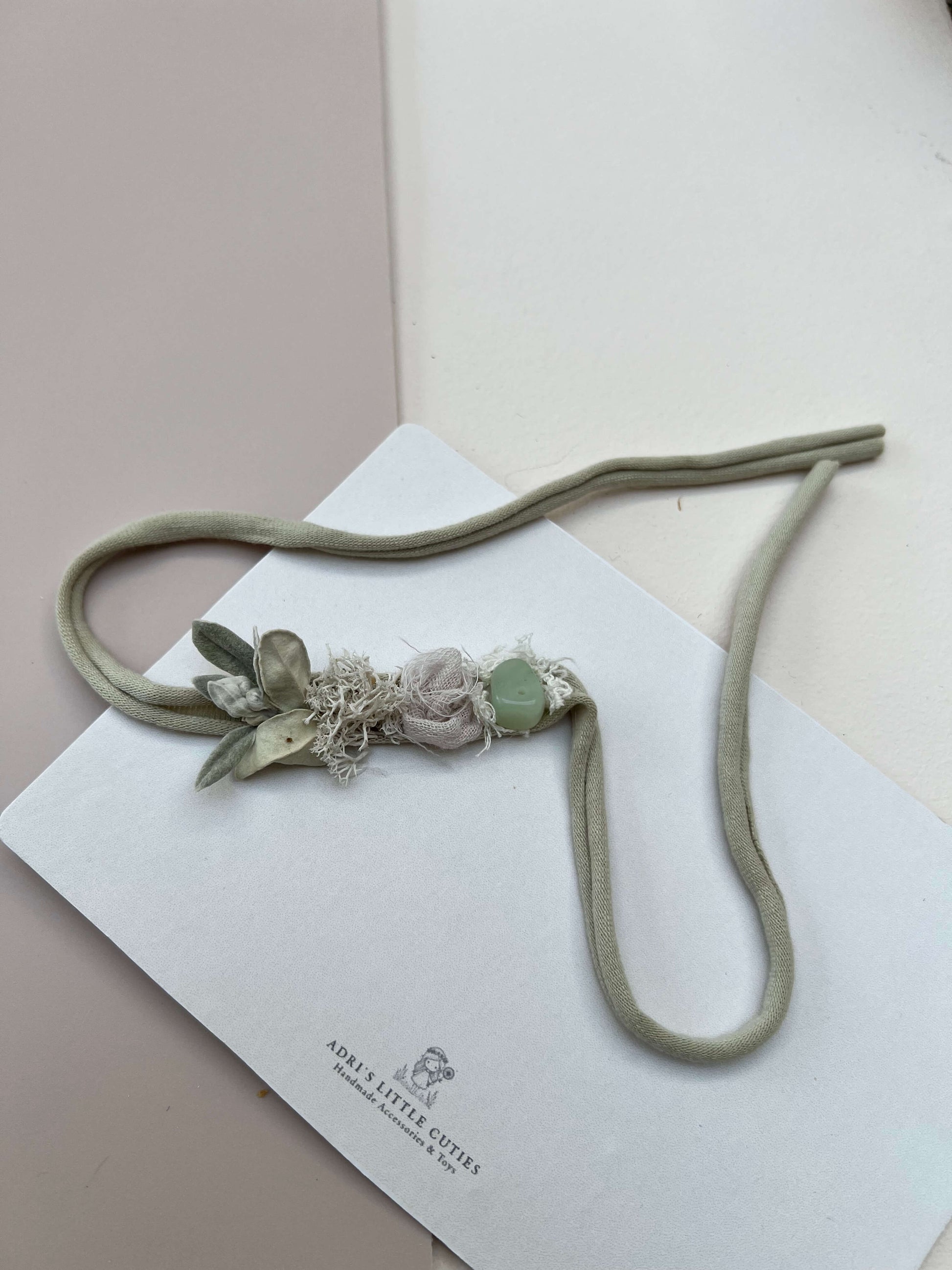 sage green newborn tieback headband