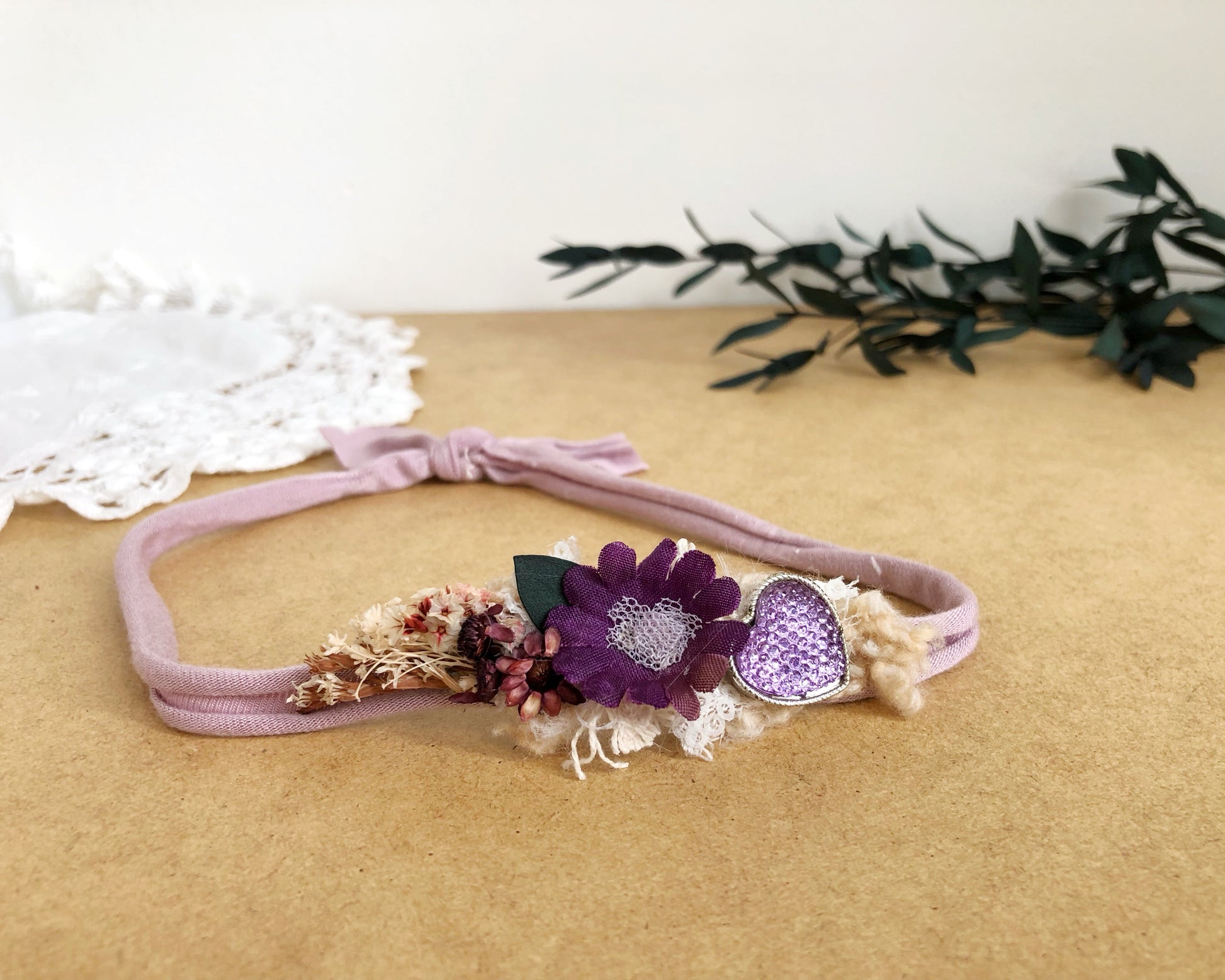 violet purple newborn floral headband, newborn headband for photography, baby headband, newborn headband, newborn Props