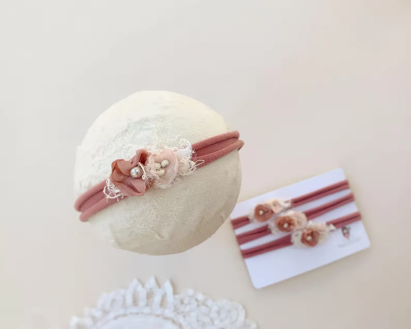 pink baby tieback, newborn photography props headbands