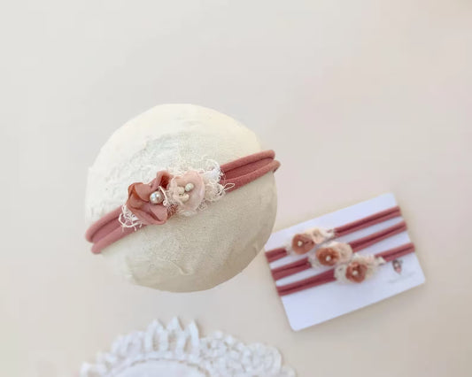 pink baby tieback, newborn photography props headbands