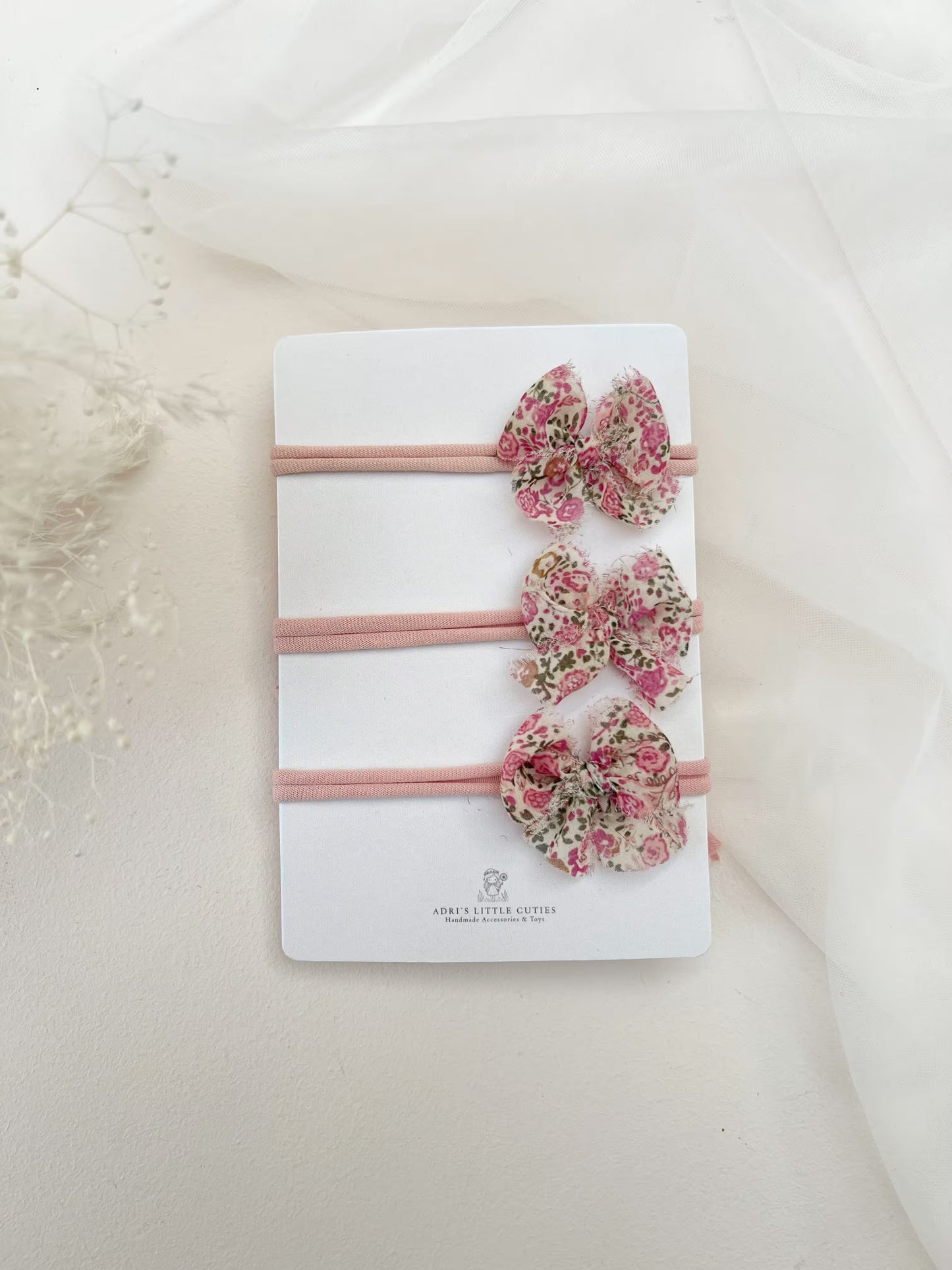 Soft floral bow headband for newborns, babies and toddlers