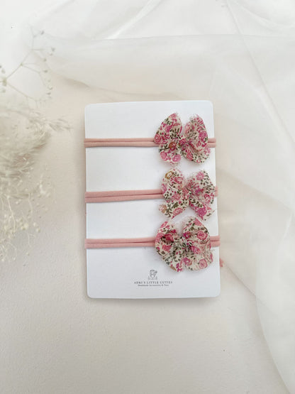 Soft floral bow headband for newborns, babies and toddlers