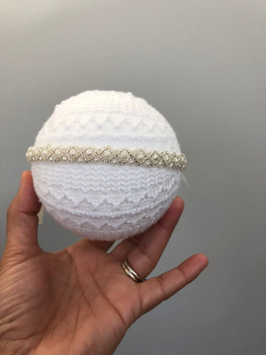 delicate tiny baby newborn headband with pearls 
