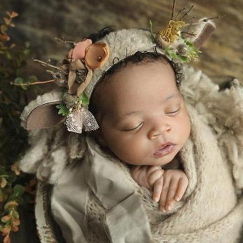 baby deer headband, newborn deer headband, Reindeer baby headband, reindeer crown baby