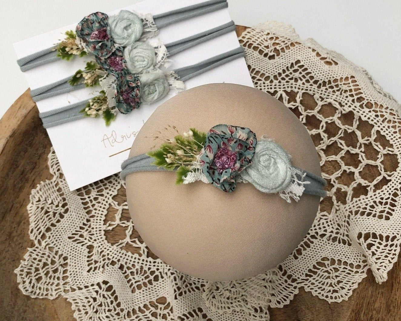 baby flower headband, newborn headband, photography headband, baby headband, newborn tiebacks