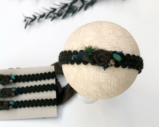 forest green, forest green baby headbands, newborn headbands, baby headbands, photography headband,  baby green headband, delicate baby props, newborn photography props, newborn photo props,