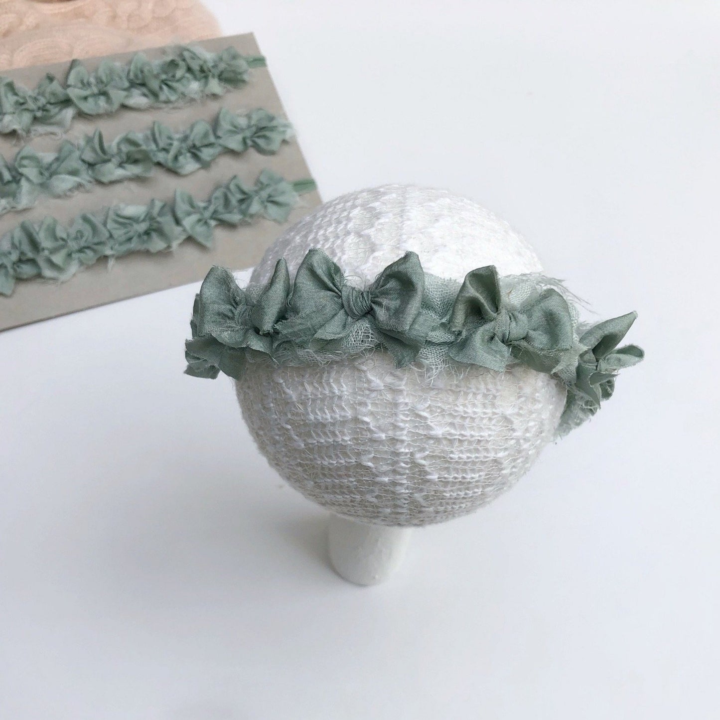 sage green baby headbands, green baby  bow