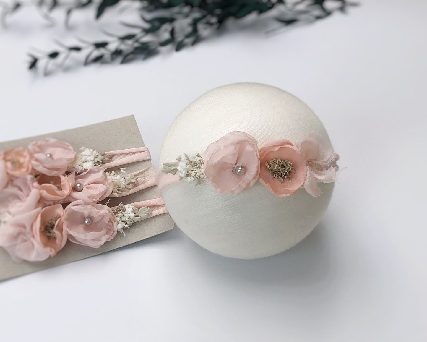 Baby headband, newborn headband, newborn tiebacks, newborn tieback, tieback headband, baby headband for photography, photography headbands, ivory baby headband, baby flower headband