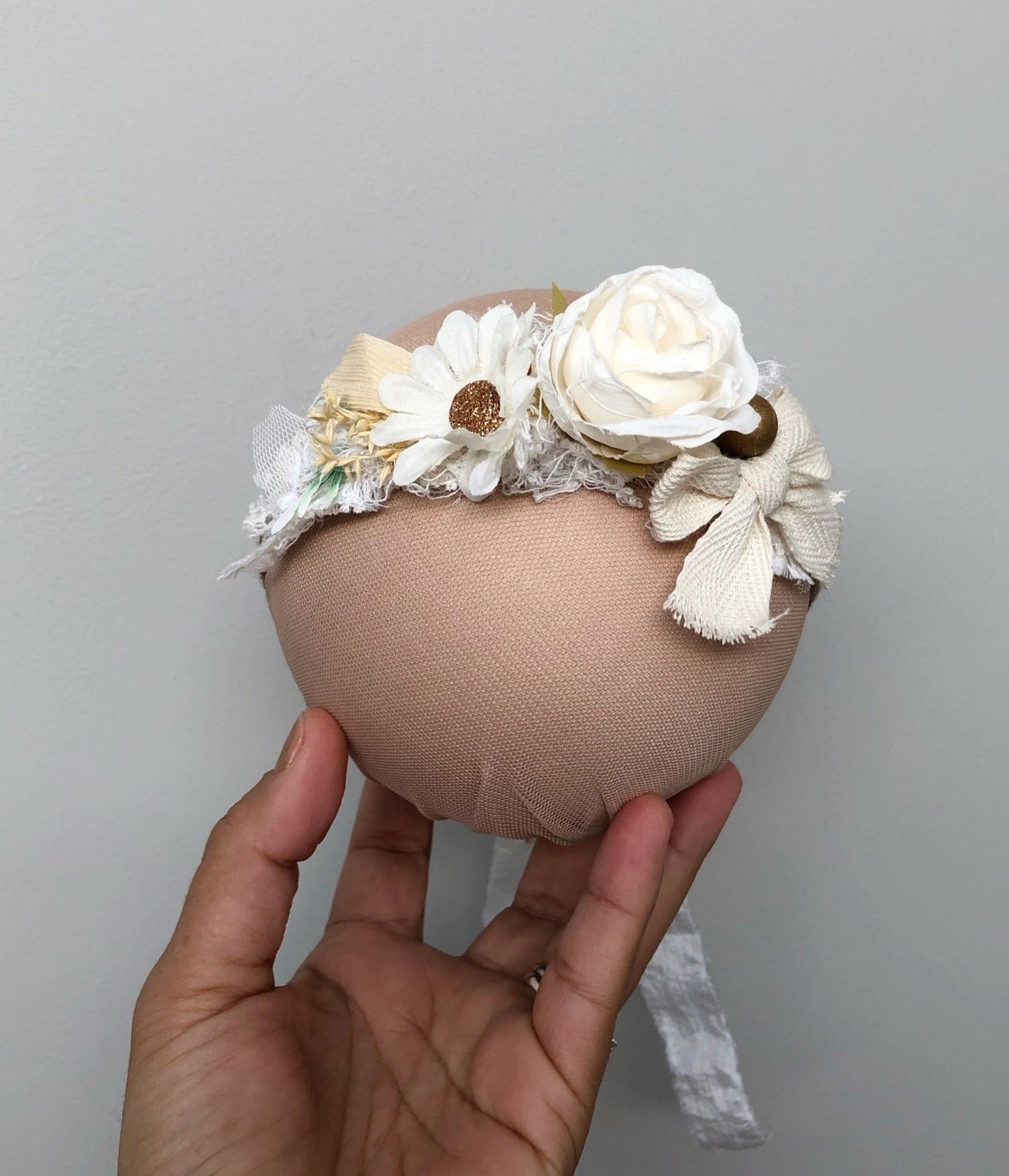 ivory baby headband, rose baby headband, off white headband, ecru baby headband, newborn flower crown, flower crown, baby headbands, newborn headband, newborn tiebacks, newborn photo props, photography props