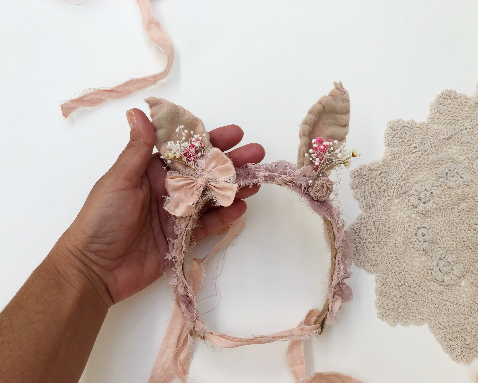 Easter Baby Bunny Ears Headband, Floral Bunny Headband, Sitter bunny photo props, baby headband, baby bunny headband, baby ear Headband