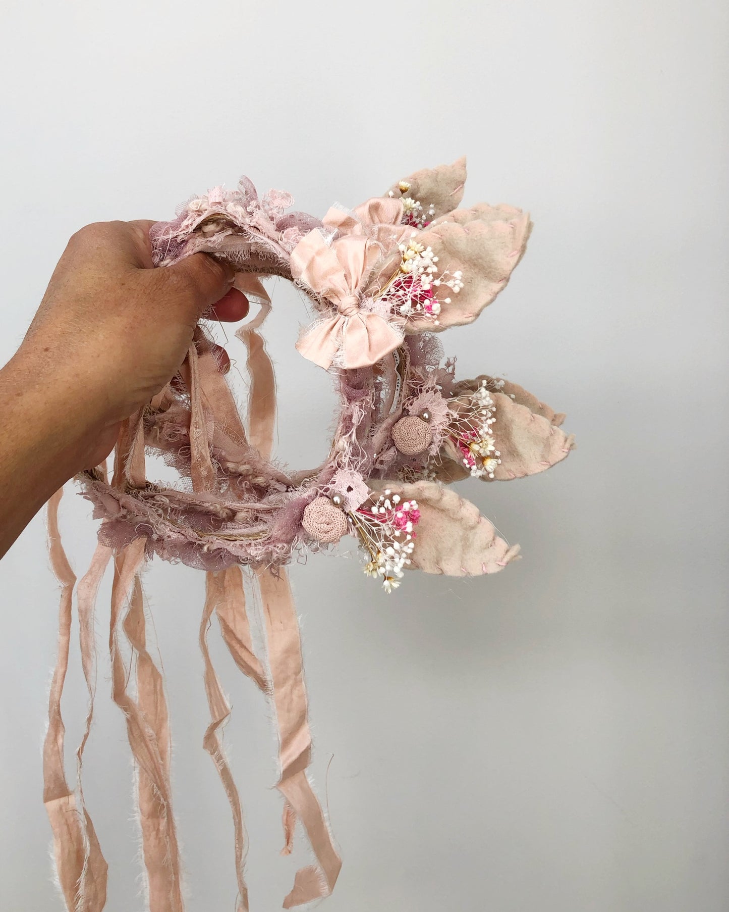 Easter Baby Bunny Ears Headband, Floral Bunny Headband, Sitter bunny photo props, baby headband, baby bunny headband, baby ear Headband