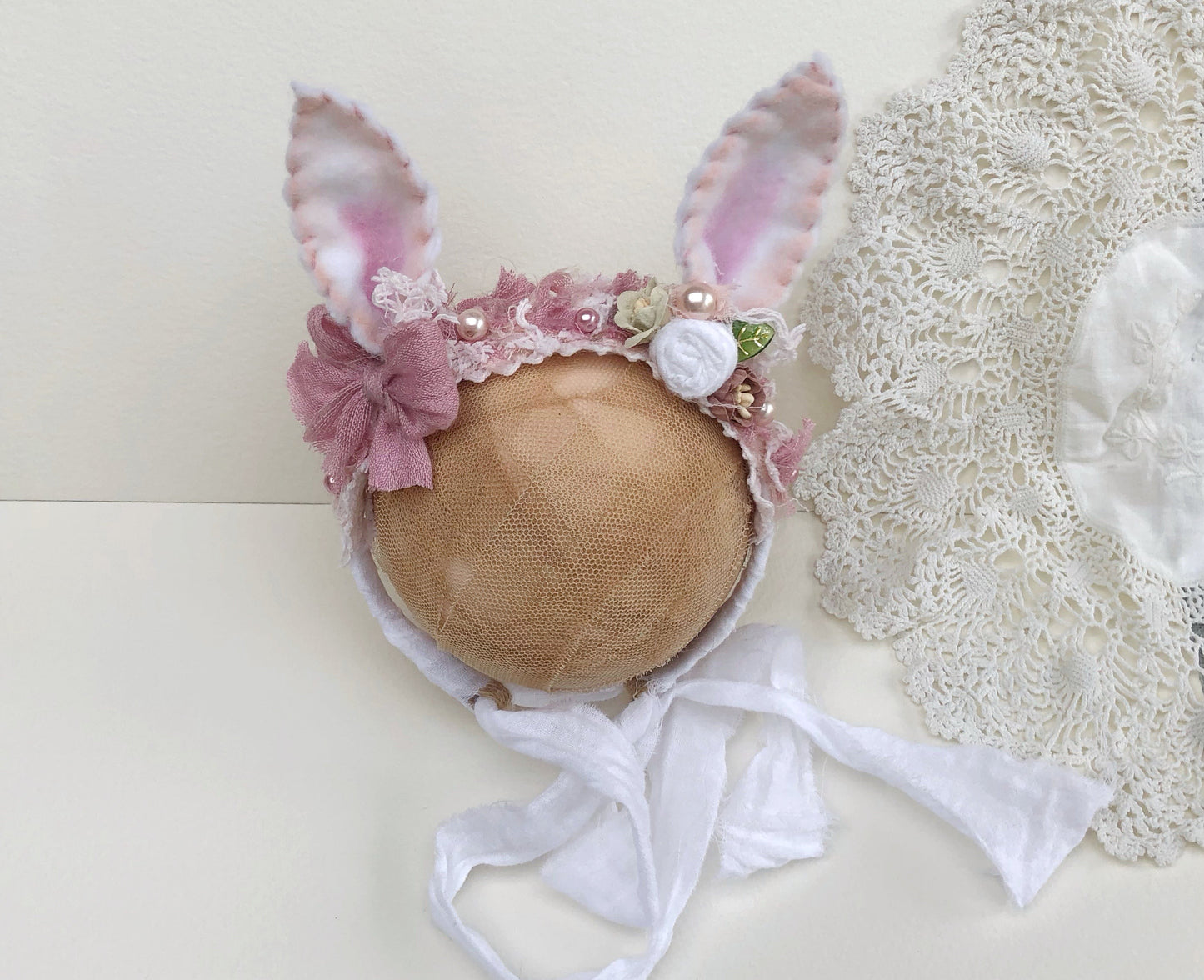 ears headband, bunny ears, baby easter headband, baby headband, baby flower headband, newborn photo props, newborn photography props,