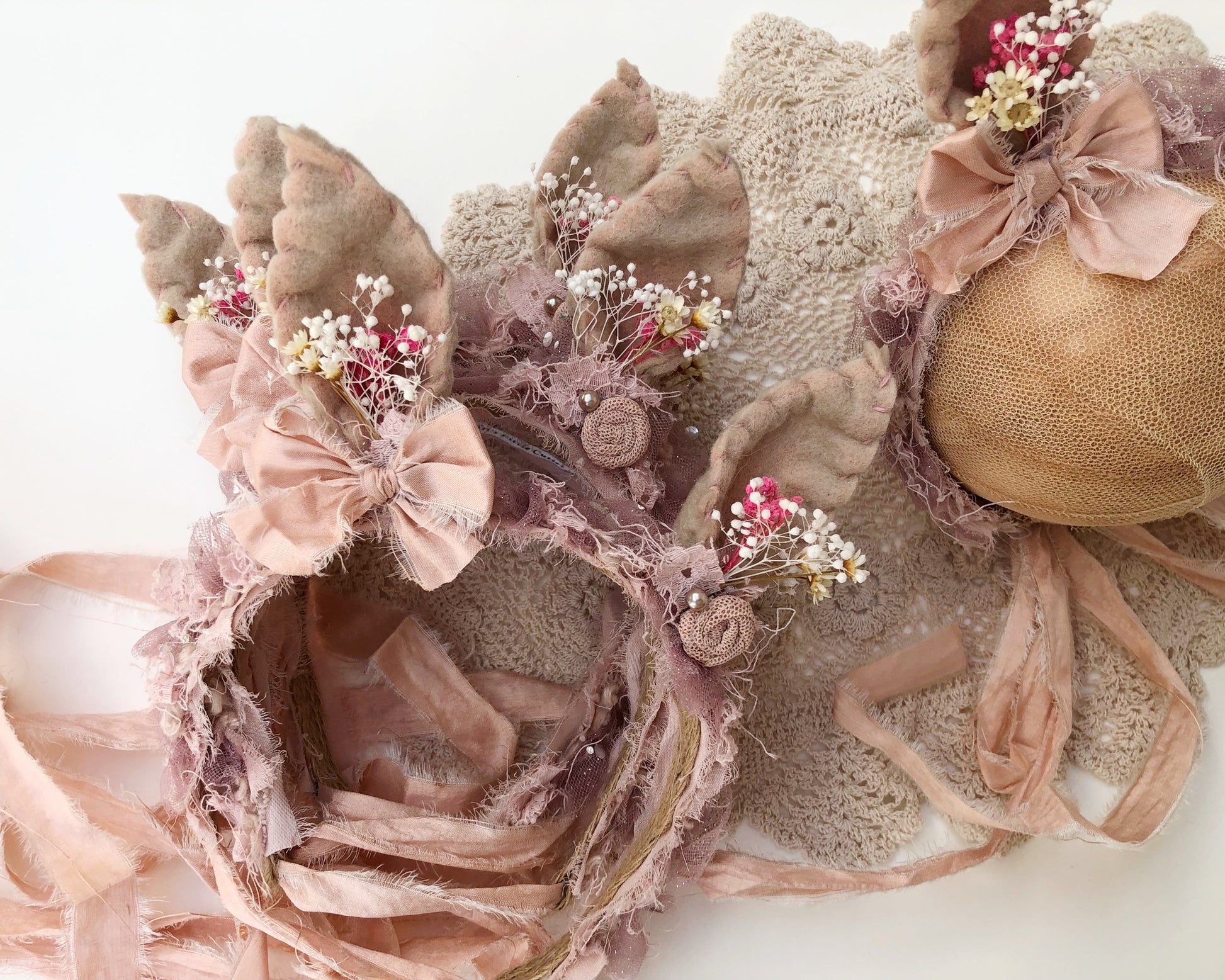 Easter Baby Bunny Ears Headband, Floral Bunny Headband, Sitter bunny photo props, baby headband, baby bunny headband, baby ear Headband