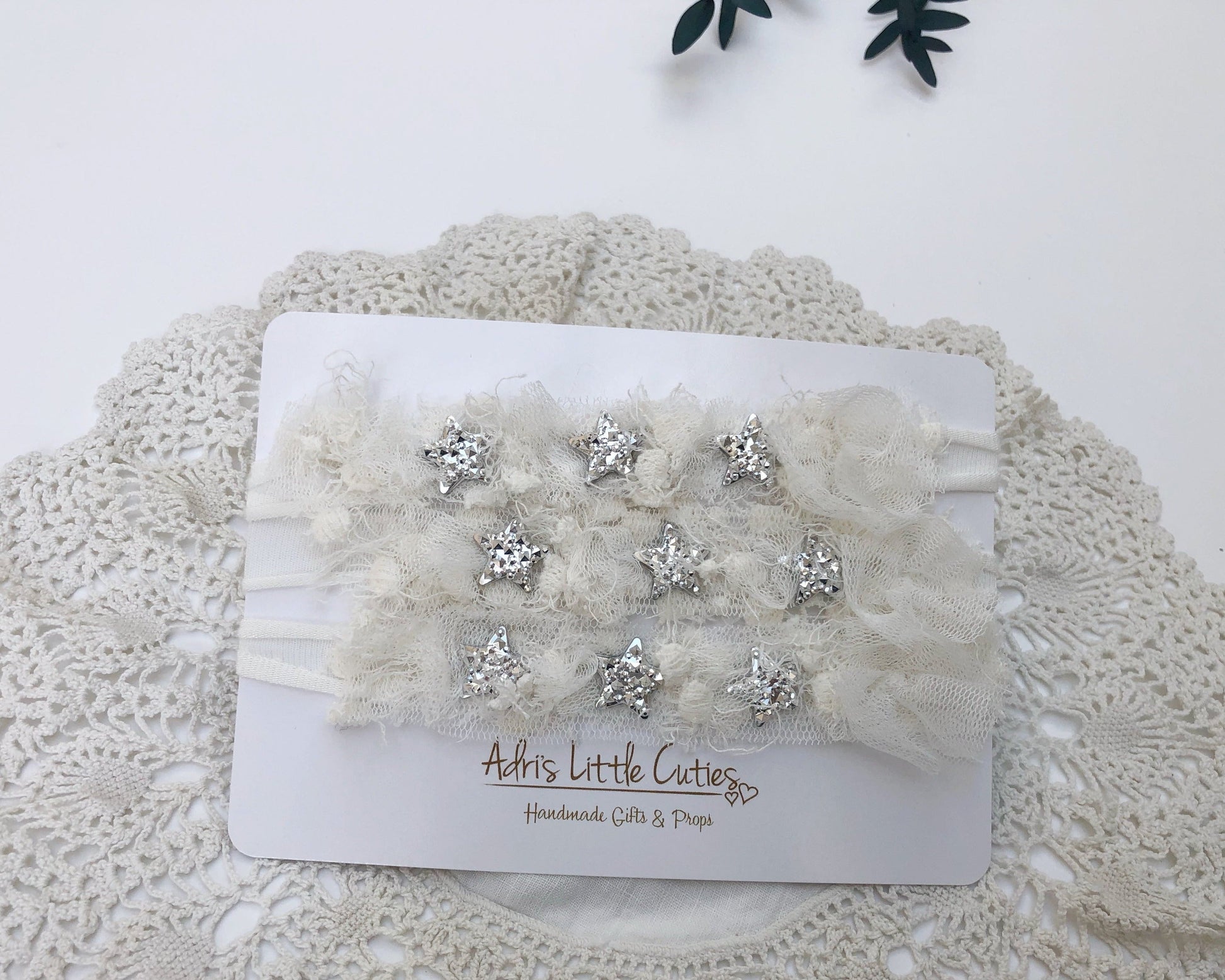 star headband, newborn star headband, baby headband, silver star headband, ivory headbands, newborn white headband