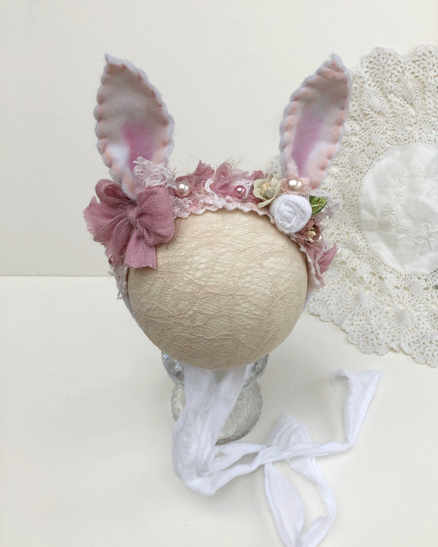 ears headband, bunny ears, baby easter headband, baby headband, baby flower headband, newborn photo props, newborn photography props,