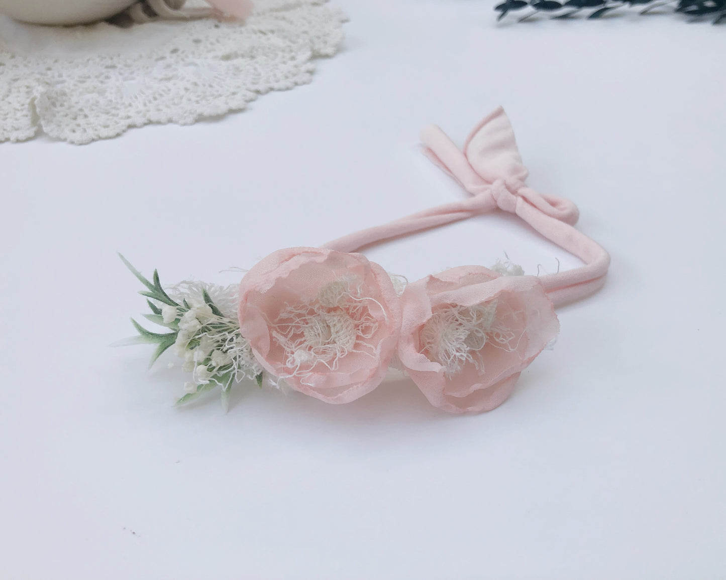 blush pink baby headband, newborn tieback, newborn headband, baby headband, floral headband, baby flower headband, baby headbands UK