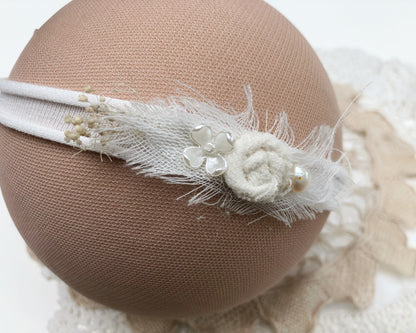 baby headband, newborn headband, baby photography, dainty delicate, baby props, newborn photo props, baby photography headband, leaf headband, baby leaf headband, ivory baby headband, baby flower headband