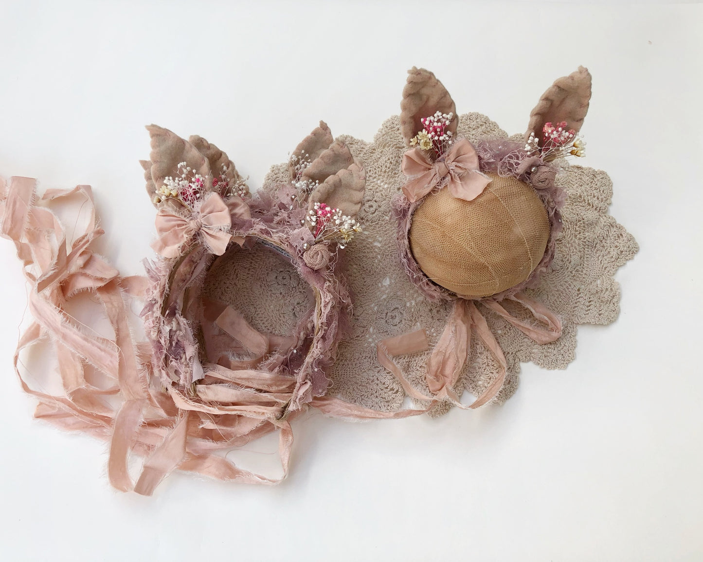 Easter Baby Bunny Ears Headband, Floral Bunny Headband, Sitter bunny photo props, baby headband, baby bunny headband, baby ear Headband